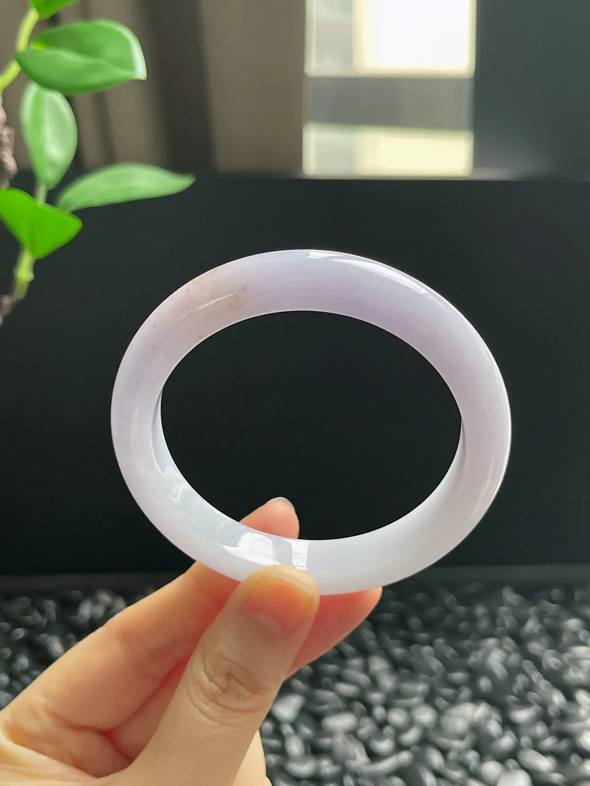 正圈55.2圈口，翡翠糯化种紫色手镯