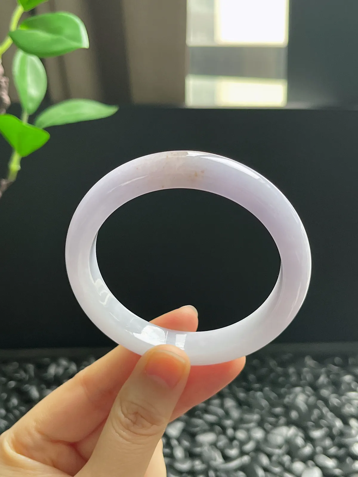 正圈55.2圈口，翡翠糯化种紫色手镯