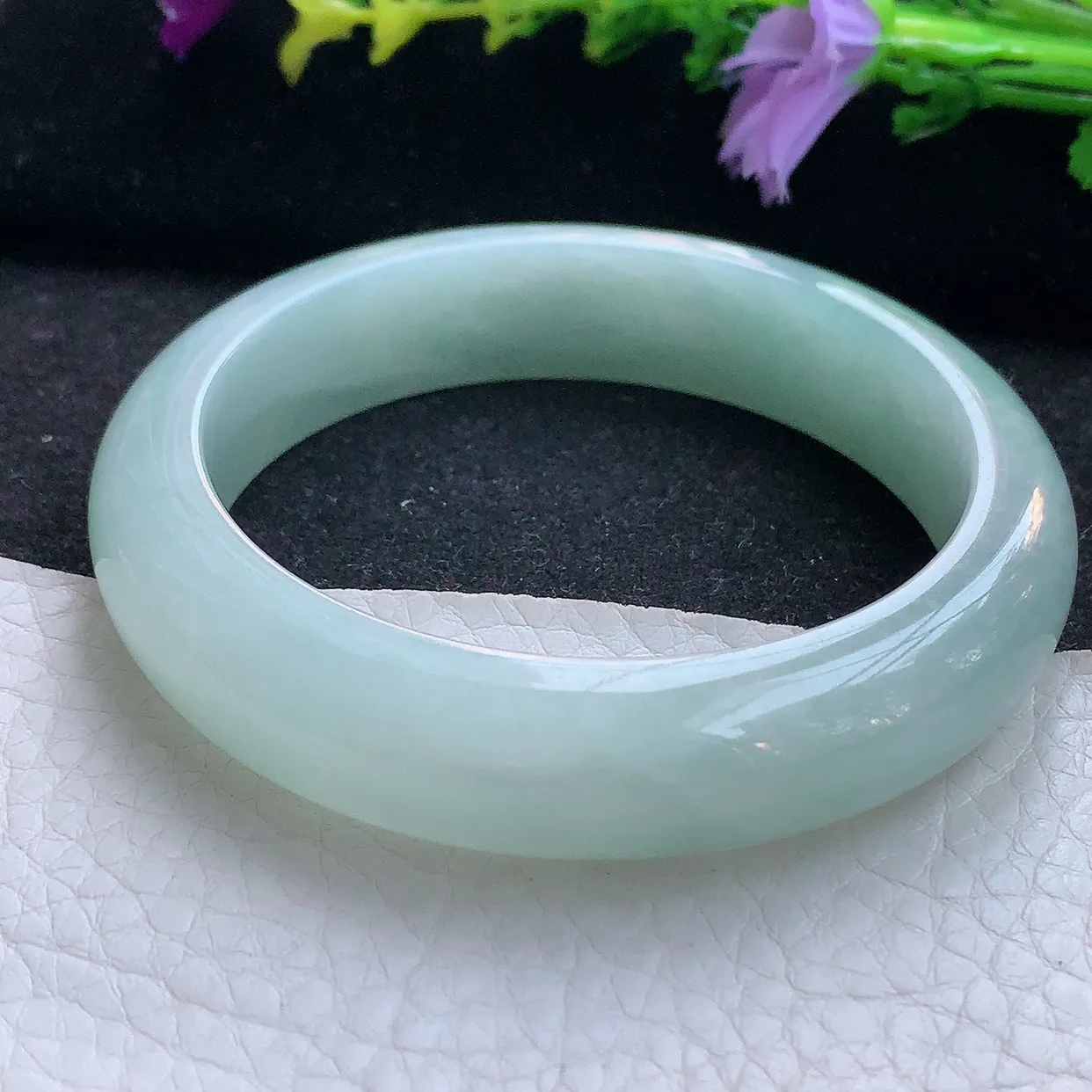 ee实拍55*13.2*8.5平安镯 天然翡翠A货手镯晴底宽边正圈玉镯子