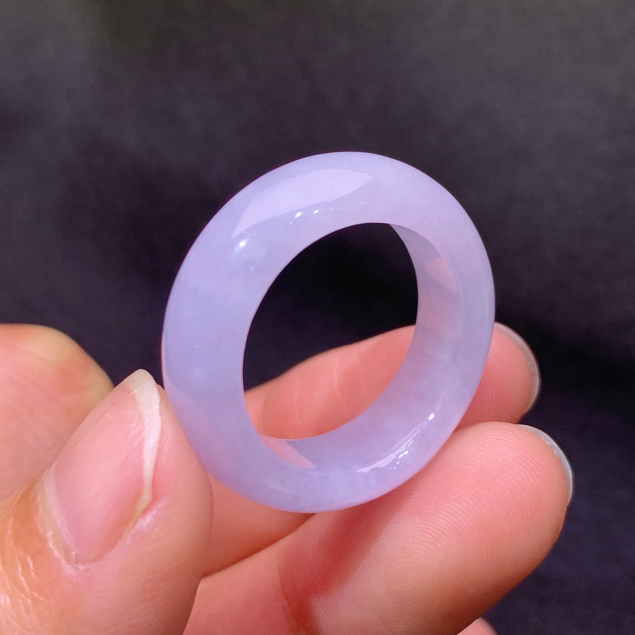 冰紫罗兰戒圈，指环，冰润鲜艳，种水足，圈口18 整体尺寸7.5*3.8