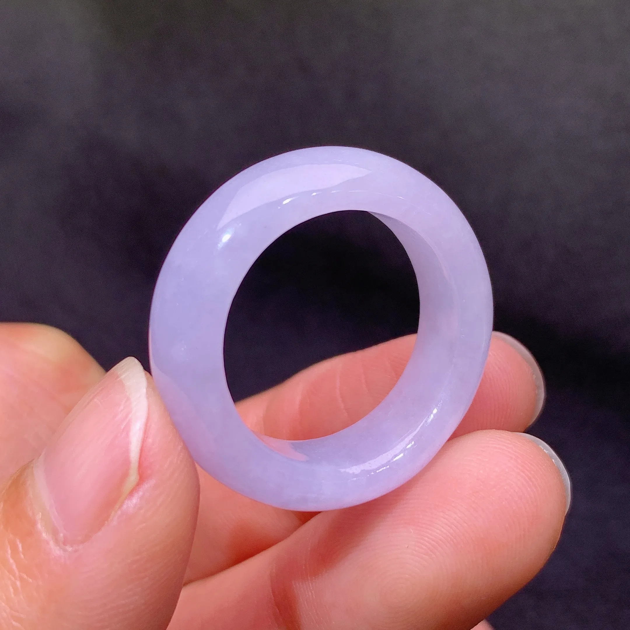 冰紫罗兰戒圈，指环，冰润鲜艳，种水足，圈口18 整体尺寸7.5*3.8