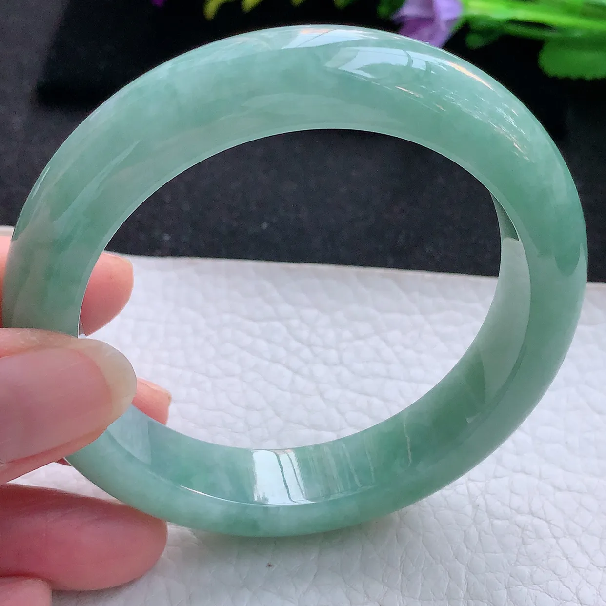 hy实拍58.5*13.5*9.5平安镯 天然翡翠A货手镯满绿厚装宽边正圈玉镯子