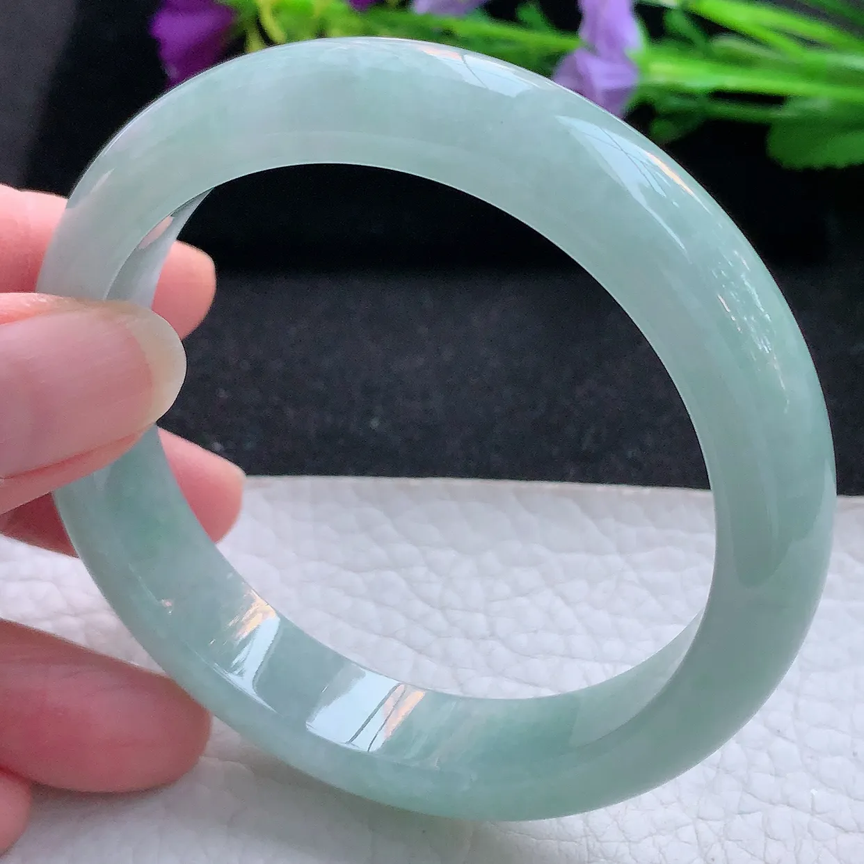 nr实拍59*13*8.3平安镯 天然翡翠A货手镯天空蓝宽边正圈玉镯子