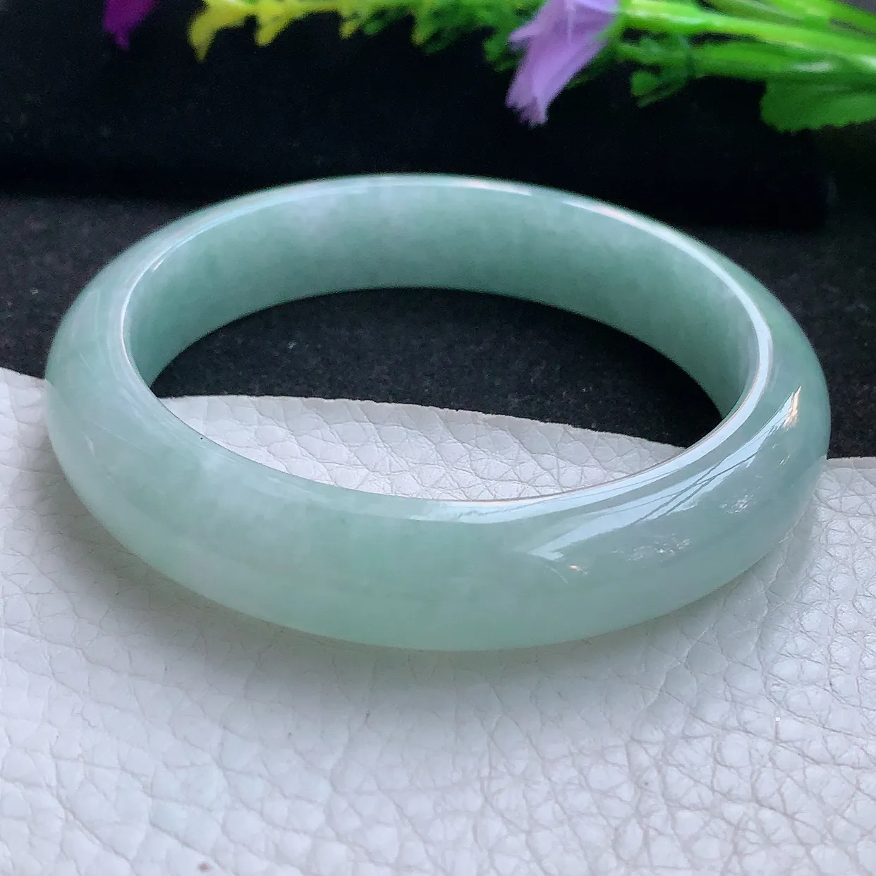 nr实拍59*13*8.3平安镯 天然翡翠A货手镯天空蓝宽边正圈玉镯子