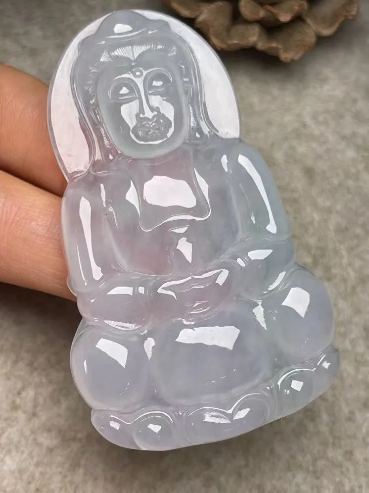 冰种【立体观音】吊坠，种水好，玉质细腻 ，卖相好‘