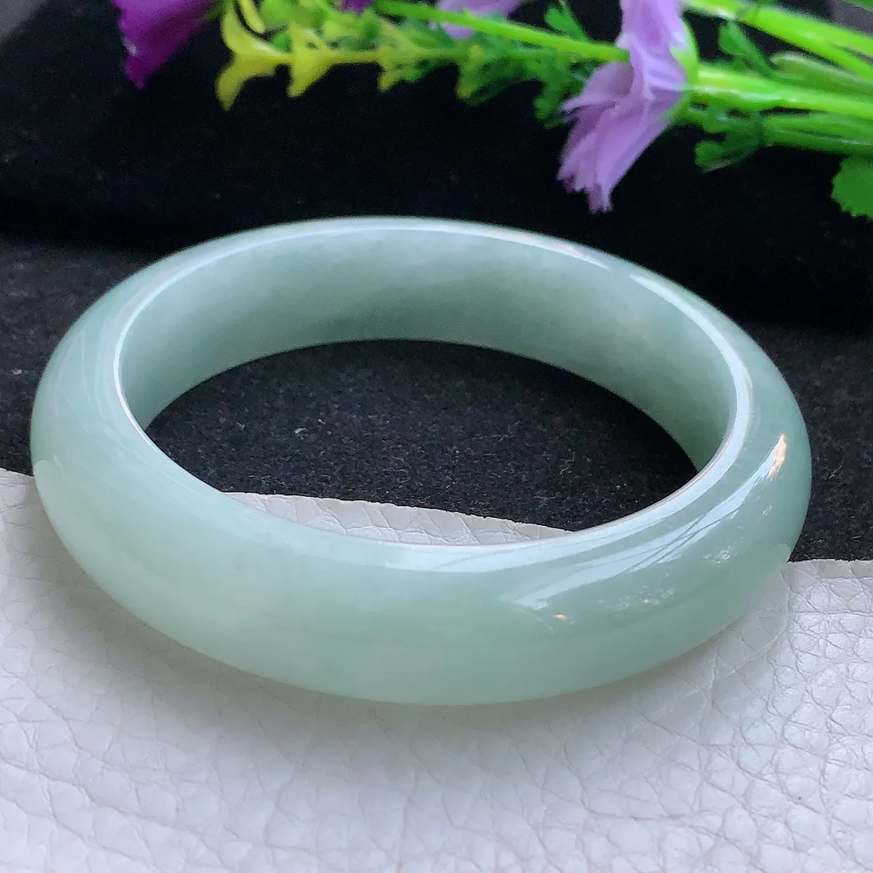 ee实拍55*13.2*8.5平安镯 天然翡翠A货手镯晴底宽边正圈玉镯子