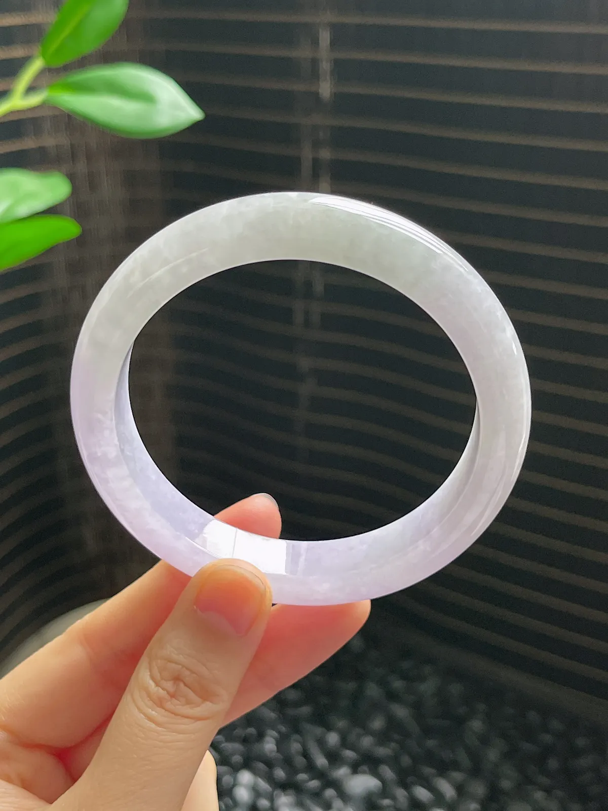 正圈60.5圈口，翡翠糯化种紫色手镯