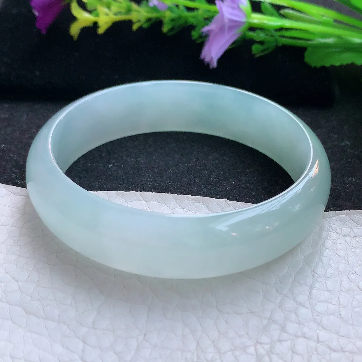 nr实拍58*15.5*6.5轮胎镯 天然翡翠A货手镯冰晴宽边正圈玉镯子