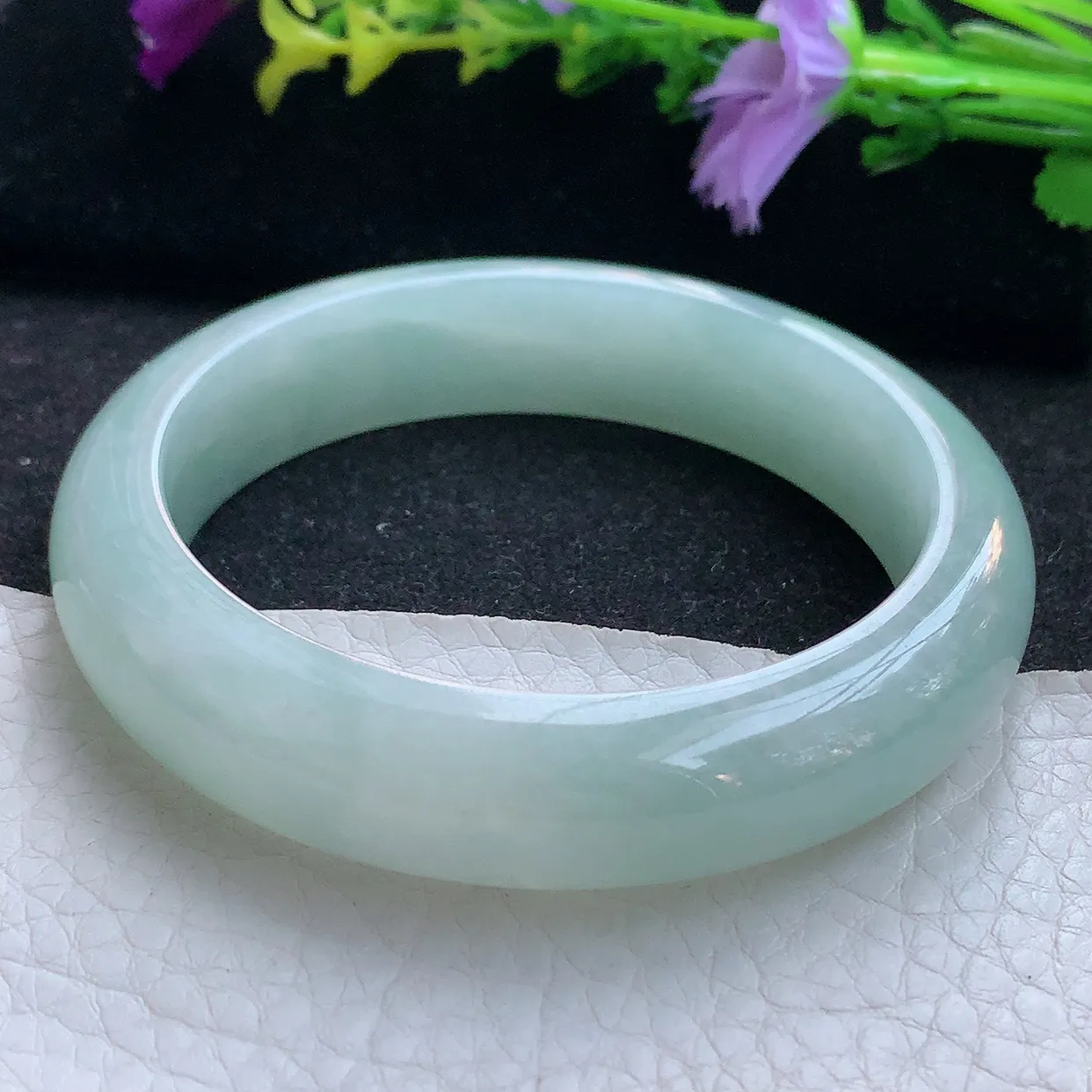 ee实拍55*13.2*8.5平安镯 天然翡翠A货手镯晴底宽边正圈玉镯子