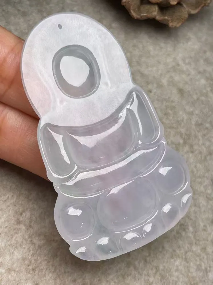 冰种【立体观音】吊坠，种水好，玉质细腻 ，卖相好‘