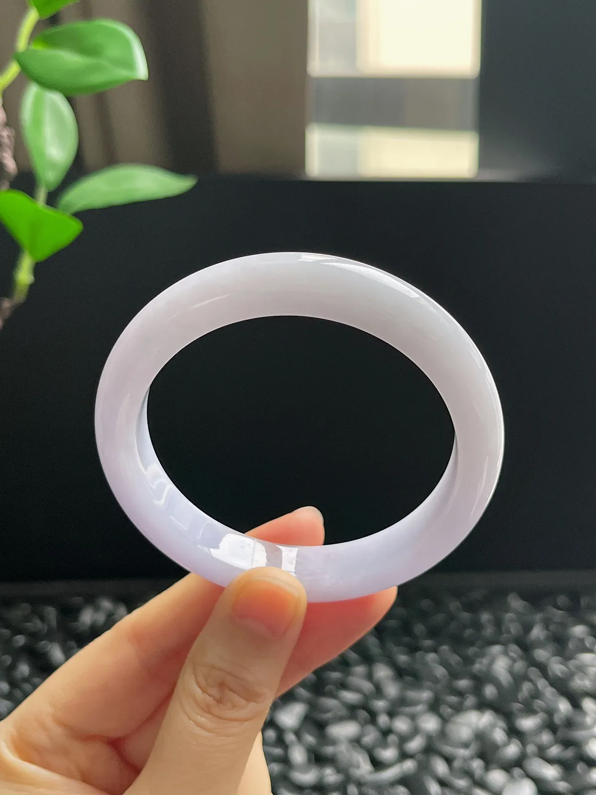 正圈55.2圈口，翡翠糯化种紫色手镯