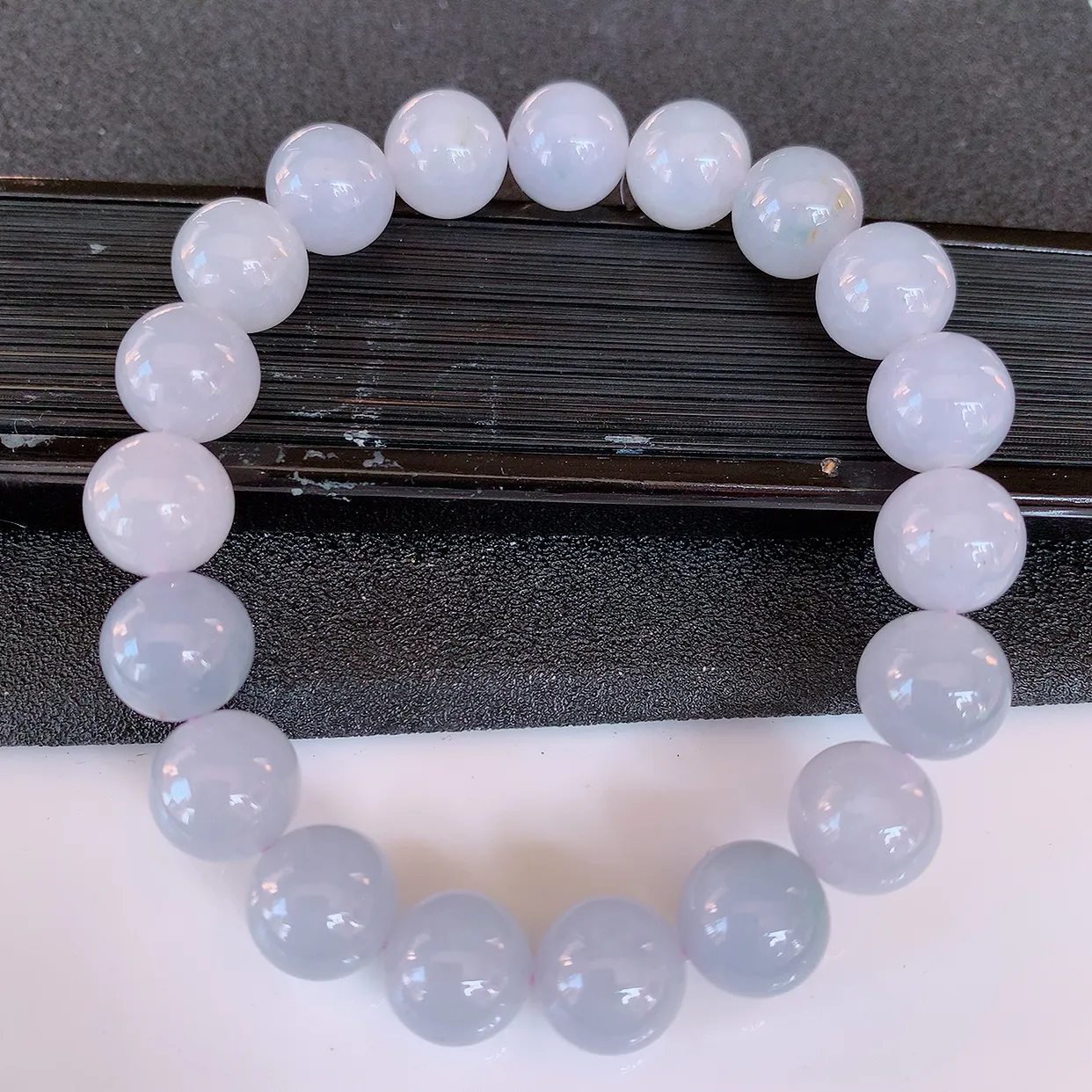 自然光实拍，冰润紫罗兰翡翠手串手链，种老水足，冰清玉润  颜色漂亮  #57.28取一尺寸10