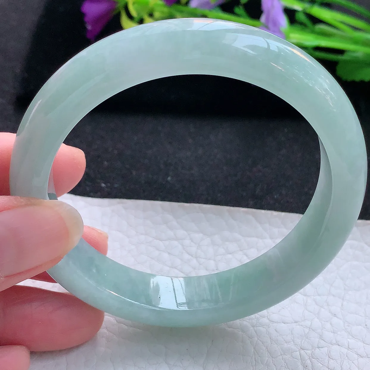 nr实拍59*13*8.3平安镯 天然翡翠A货手镯天空蓝宽边正圈玉镯子