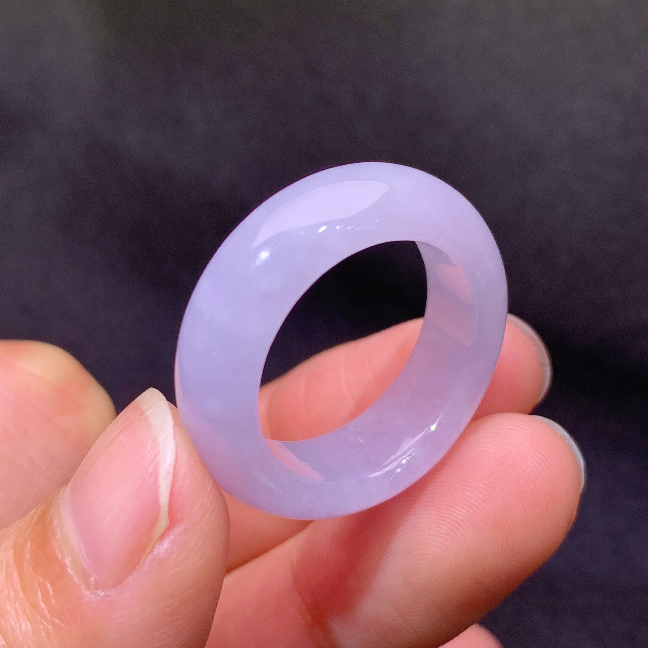 冰紫罗兰戒圈，指环，冰润鲜艳，种水足，圈口18 整体尺寸7.5*3.8