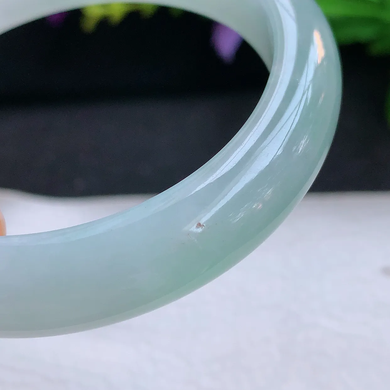 nr实拍56.5*12.3*8平安镯 天然翡翠A货手镯冰双彩宽边正圈玉镯子