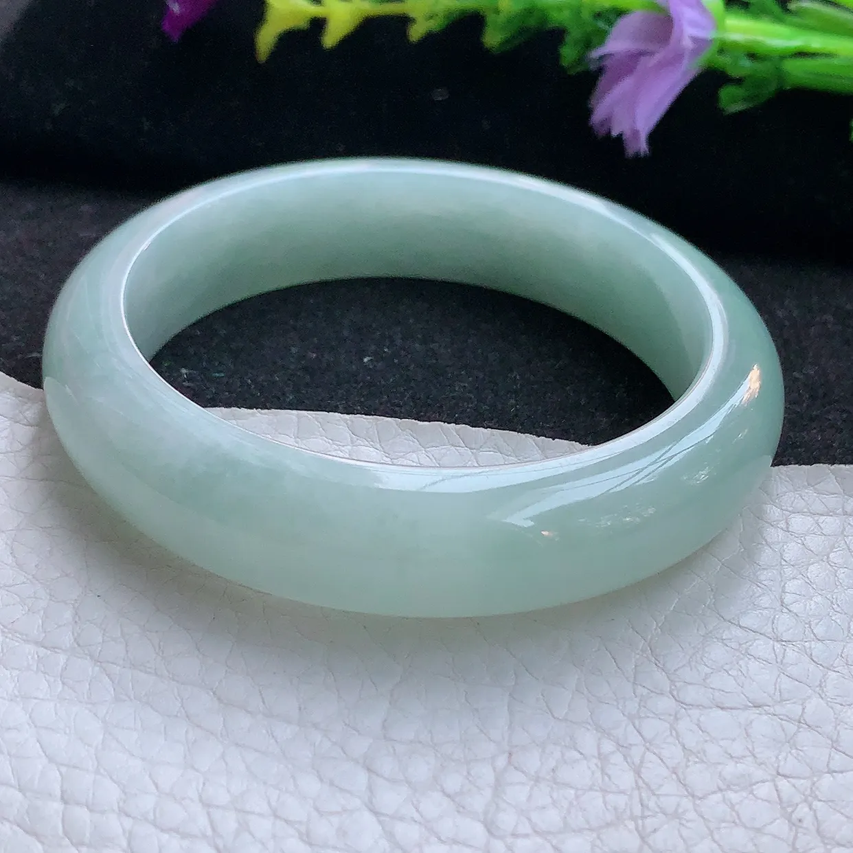 ee实拍55*13.2*8.5平安镯 天然翡翠A货手镯晴底宽边正圈玉镯子