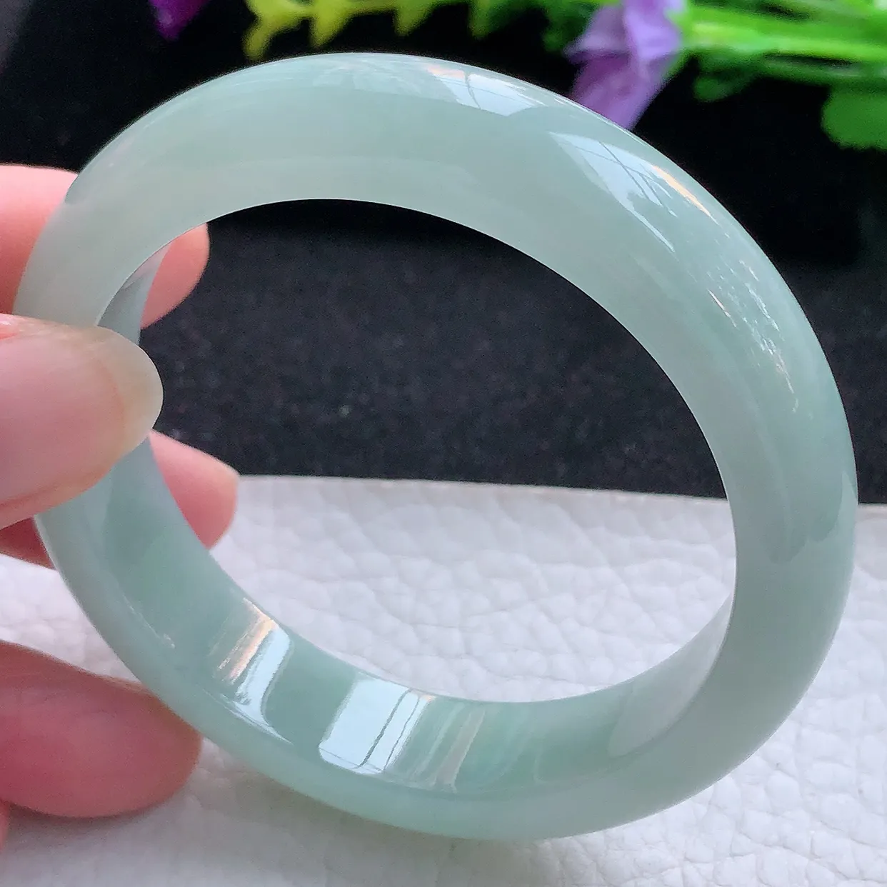 ee实拍55*13.2*8.5平安镯 天然翡翠A货手镯晴底宽边正圈玉镯子