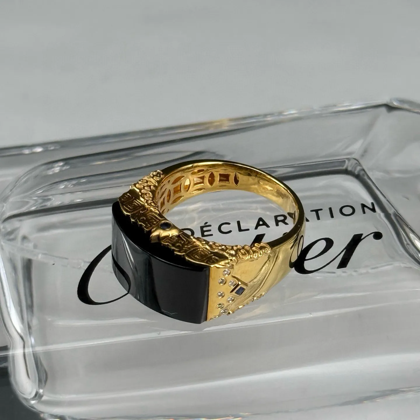 精品18k墨翠仿古男戒 重金豪镶 打灯通透 油性十足