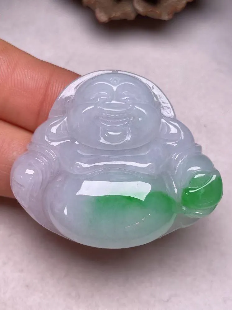 冰糯种飘绿【佛公】吊坠，种水好，玉质细腻 ，卖相好‘