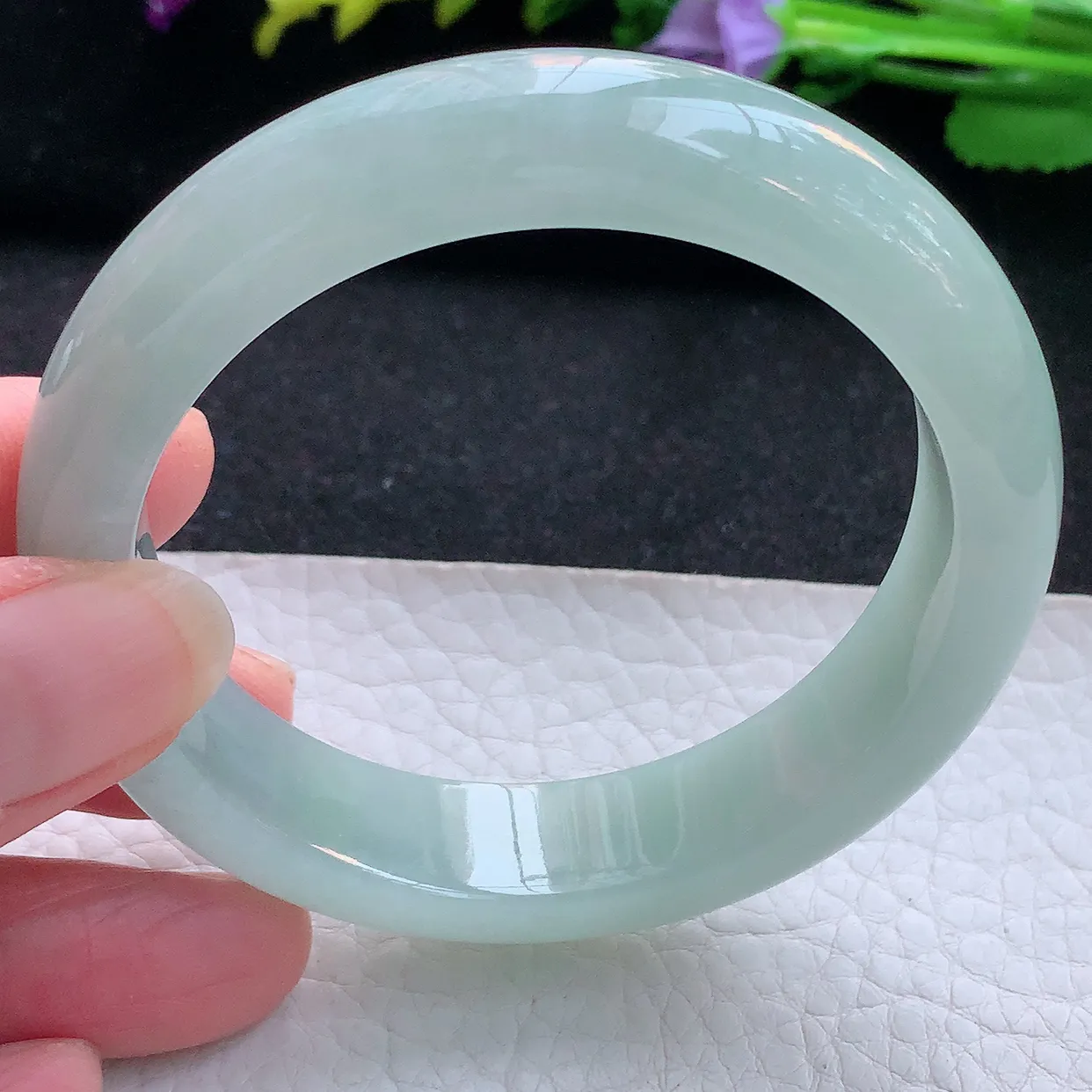 ee实拍55*13.2*8.5平安镯 天然翡翠A货手镯晴底宽边正圈玉镯子