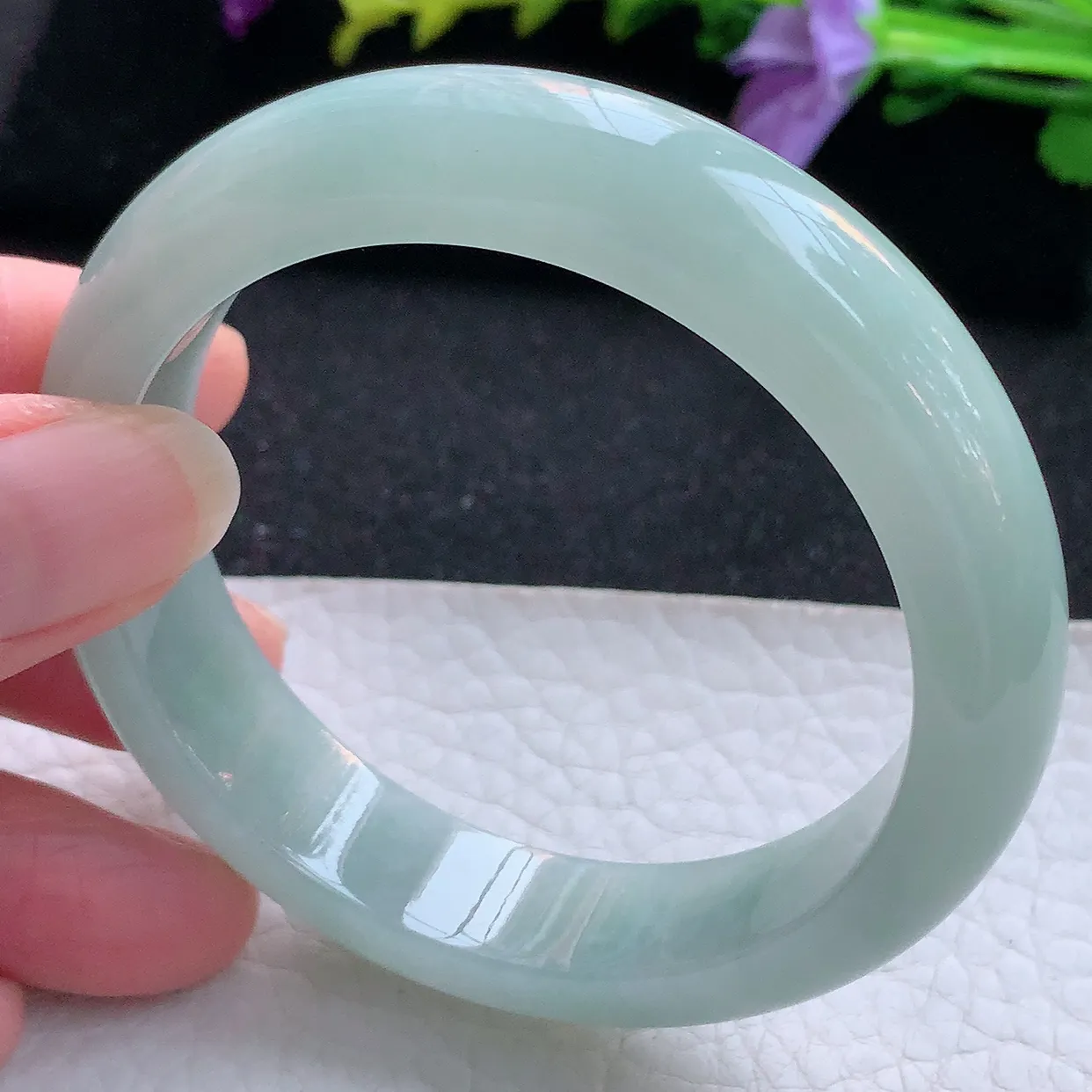 ee实拍55*13.2*8.5平安镯 天然翡翠A货手镯晴底宽边正圈玉镯子