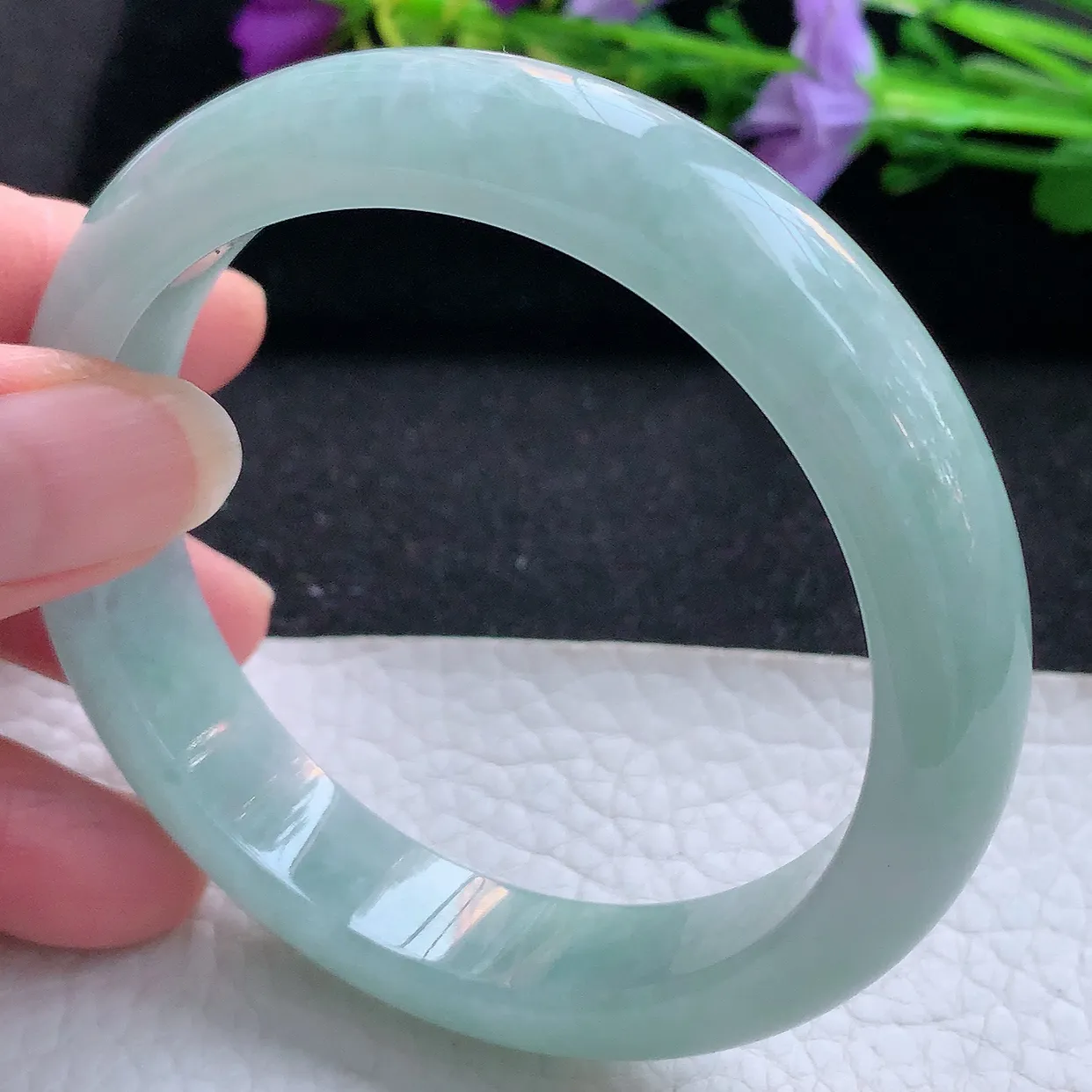 nr实拍59*13*8.3平安镯 天然翡翠A货手镯天空蓝宽边正圈玉镯子