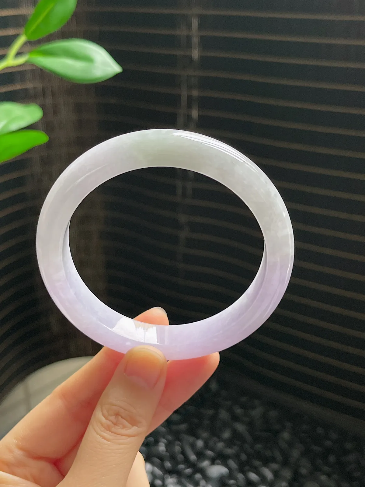 正圈60.5圈口，翡翠糯化种紫色手镯