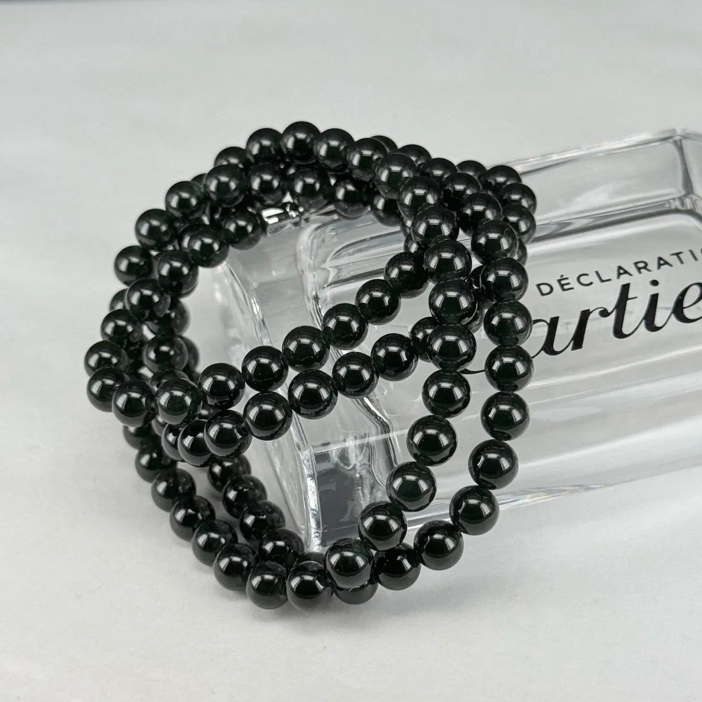 精品墨翠珠子项链 108颗手串 种好色正 黑度好 打灯通透 油性十足