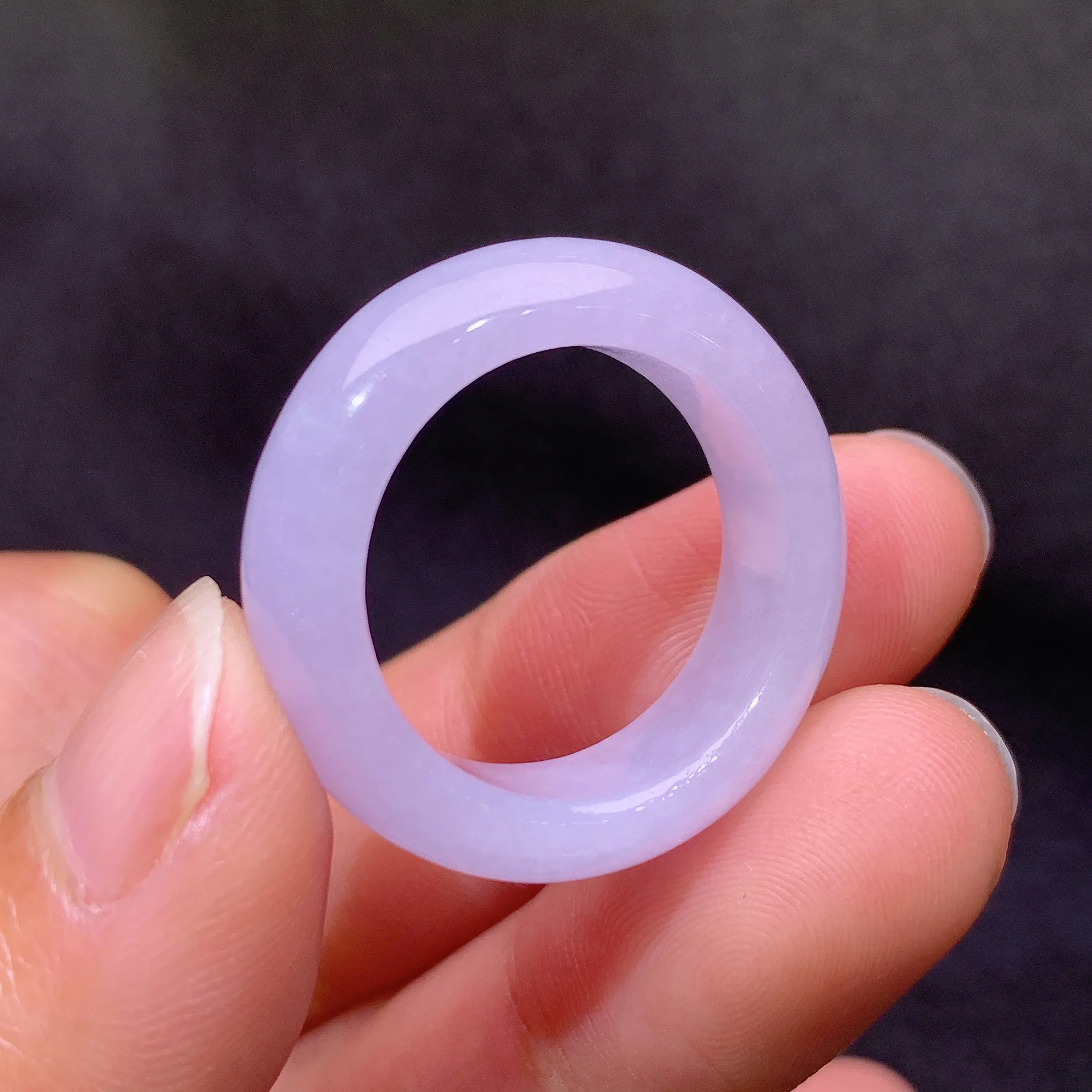 冰紫罗兰戒圈，指环，冰润鲜艳，种水足，圈口18 整体尺寸7.5*3.8