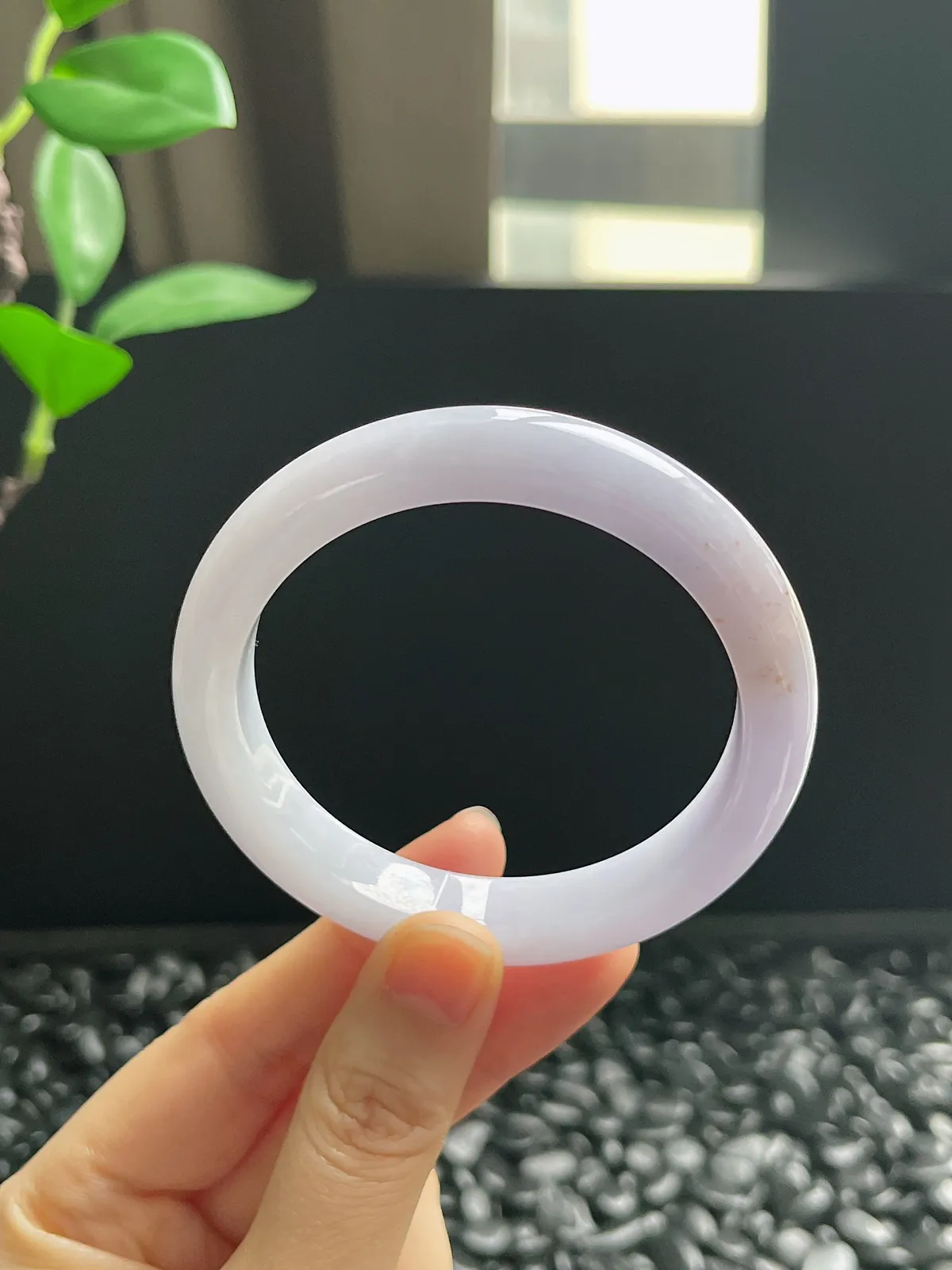 正圈55.2圈口，翡翠糯化种紫色手镯