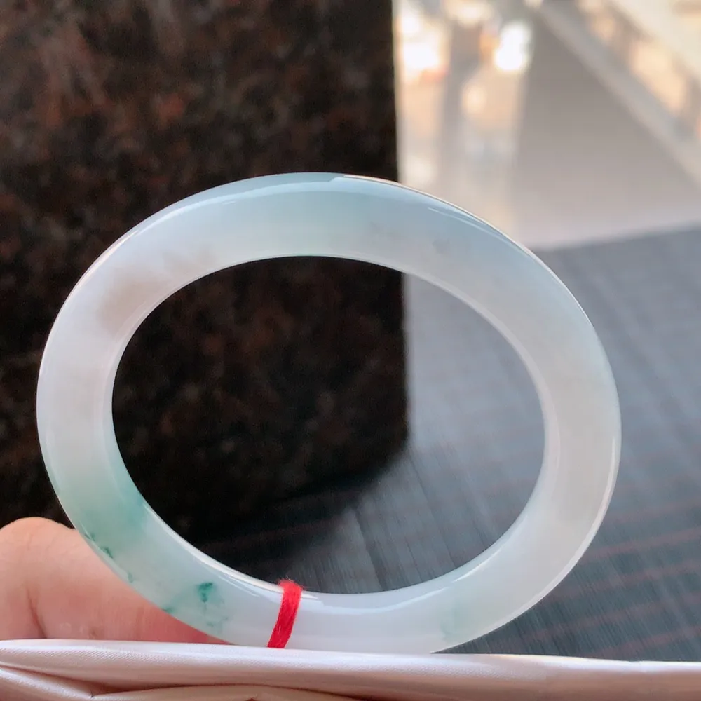 圆条冰蓝花 无瑕 尺寸:54.7/9.2 花美 种水好