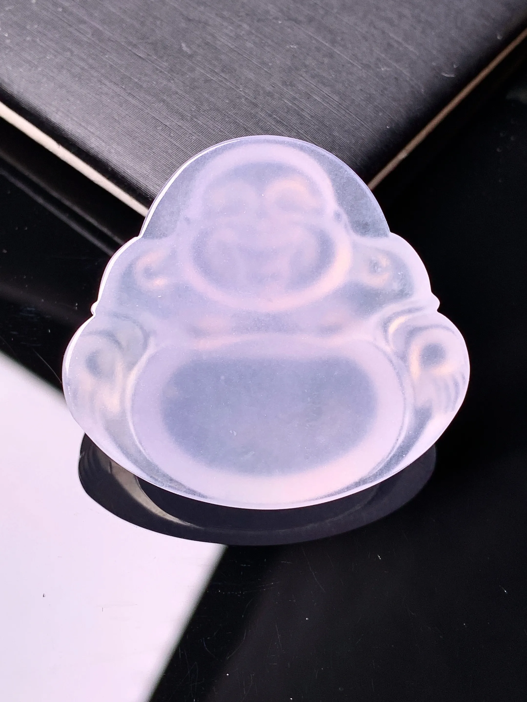 冰种佛公吊坠 玉质细腻 色泽清新艳丽 整体尺寸32.2*34.8*7.2