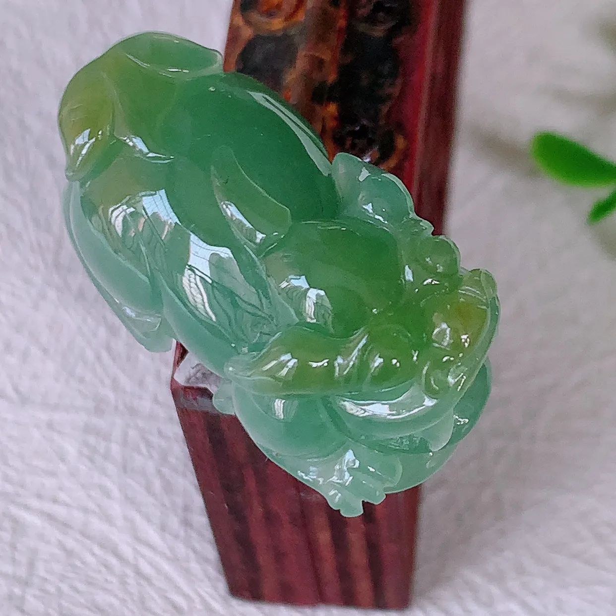 自然光实拍，冰润双彩翡翠招财貔貅吊坠，民间有“一摸貔貅运程旺盛，再摸貔貅财运滚滚，三摸貔貅平步青云 