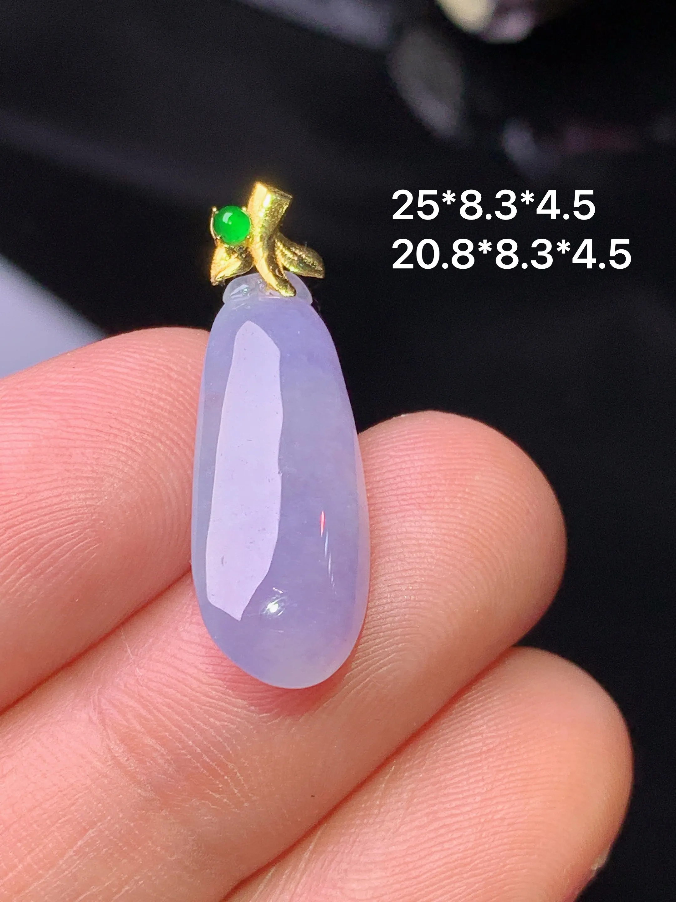 18k金镶嵌紫罗兰福瓜吊坠 玉质细腻 色泽清新艳丽 整体尺寸25*8.3*4.5