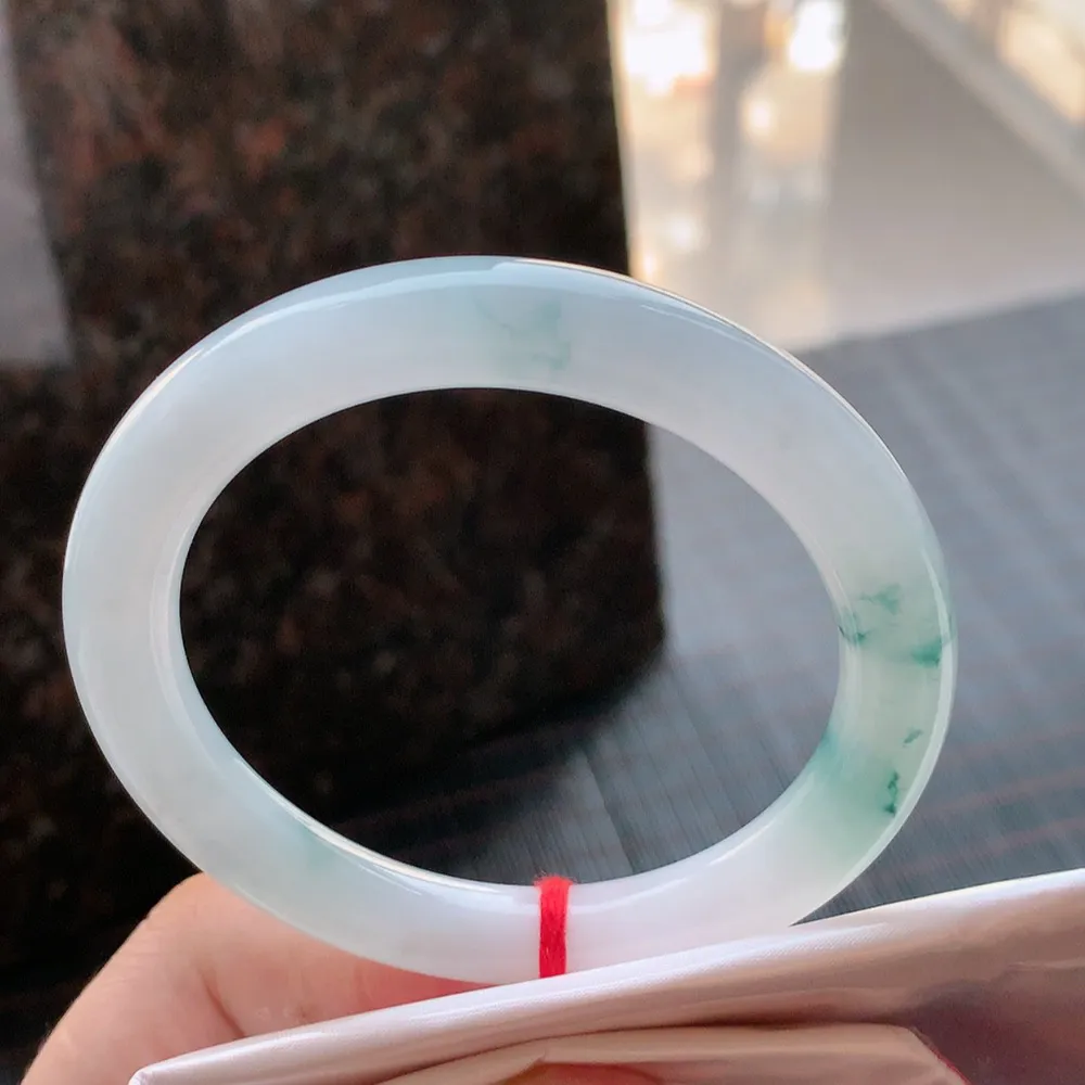 圆条冰蓝花 无瑕 尺寸:54.7/9.2 花美 种水好