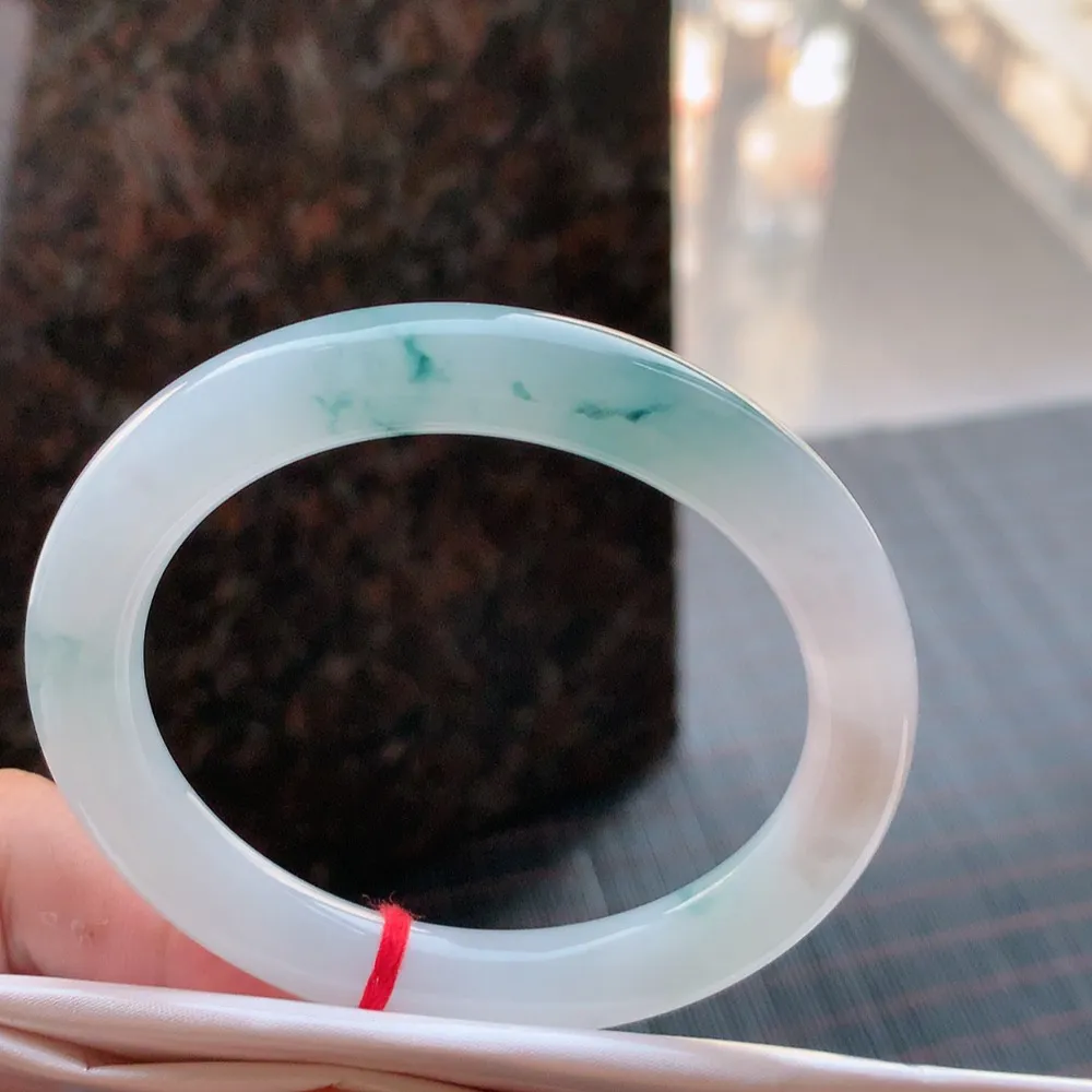 圆条冰蓝花 无瑕 尺寸:54.7/9.2 花美 种水好