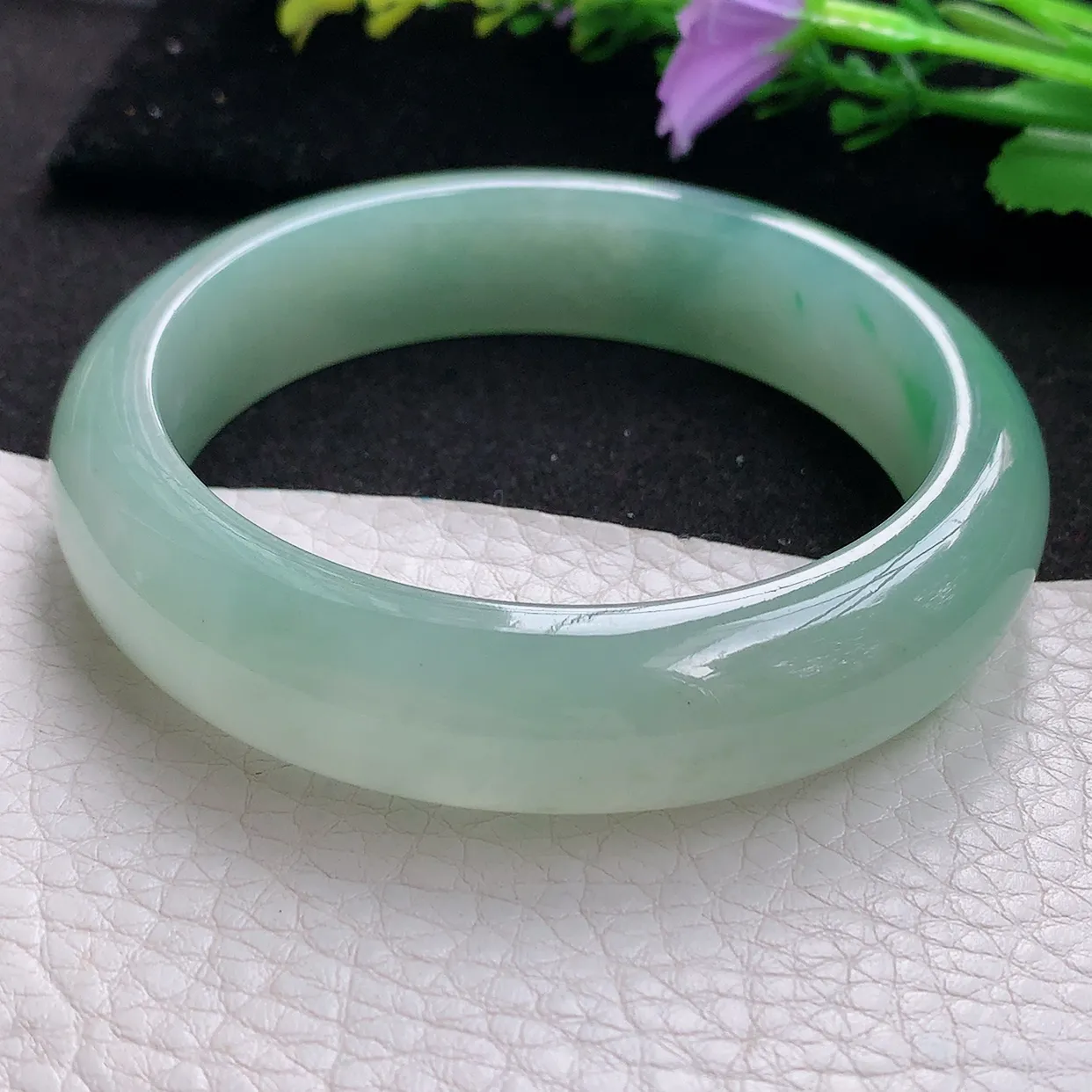 nr实拍58*15*9.2轮胎镯 天然翡翠A货冰晴飘绿玉手镯宽边玉手环