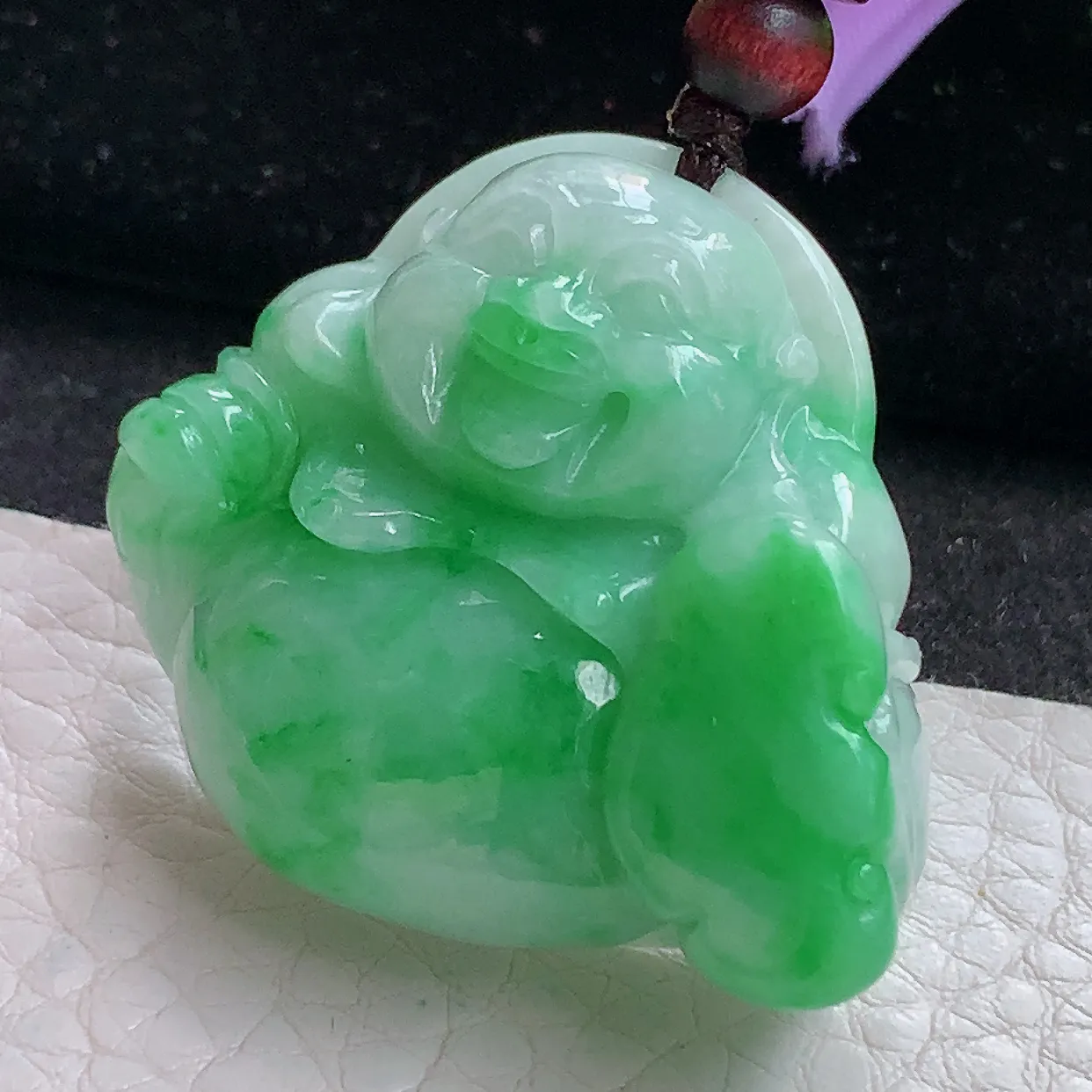 zen实拍34*38.5*12.5缅甸天然翡翠辣色佛公吊坠 大肚弥勒佛玉吊坠