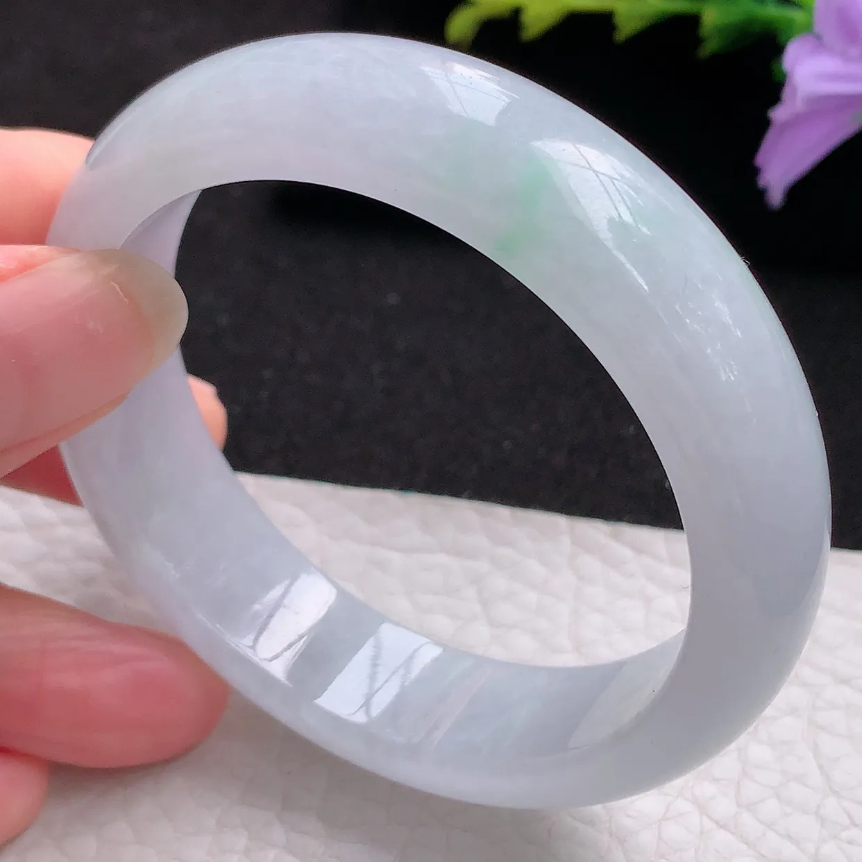 jm实拍53*14.3*7.6平安镯 天然翡翠A货飘绿玉手镯纯美宽边玉手环