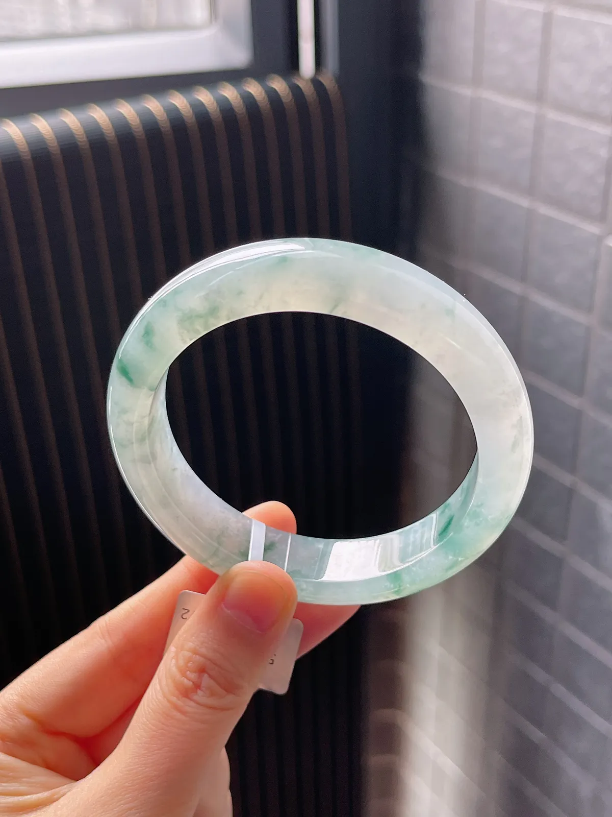 正圈57.2圈口，翡翠冰糯种飘花手镯