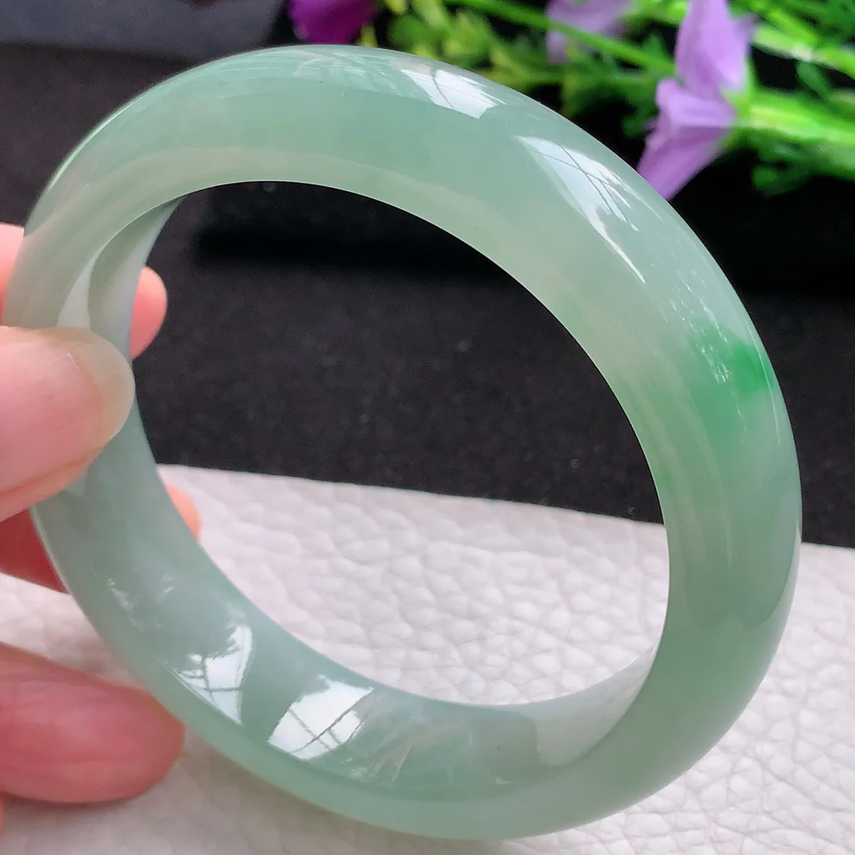 nr实拍58*15*9.2轮胎镯 天然翡翠A货冰晴飘绿玉手镯宽边玉手环