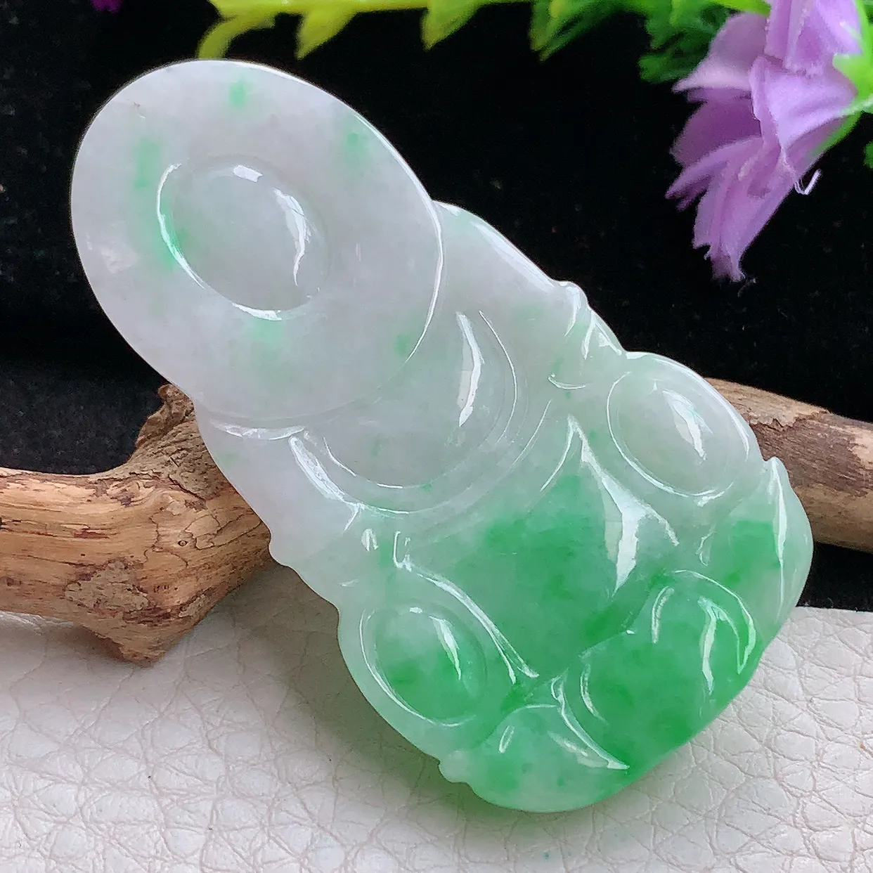 zen实拍60.2*32.5*5.5缅甸天然翡翠飘阳绿正庄观音 玉观音玉吊坠