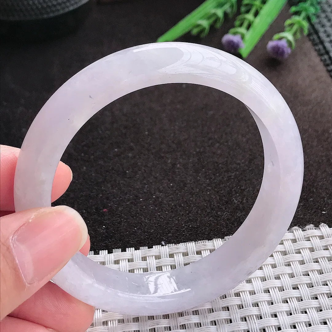 实拍A货翡翠58/13/8.3老坑秀气冰润宽边手镯翡翠玉镯手环