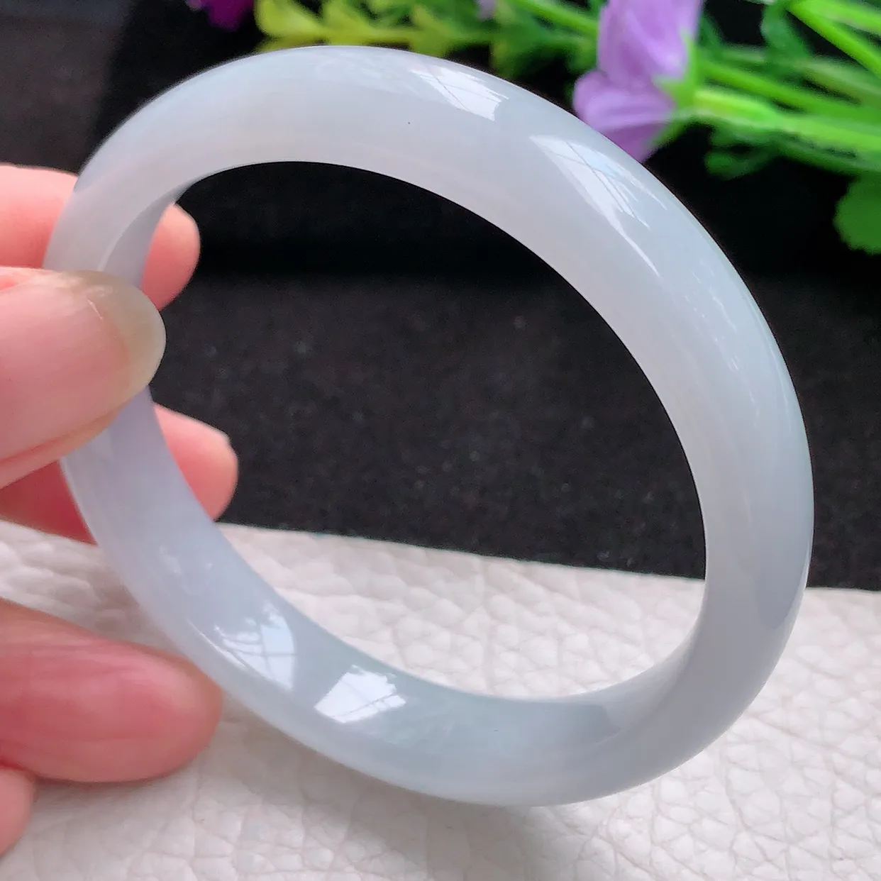 n实拍54*11.5*6.7美人镯 天然翡翠A货玉手镯白月光宽边清秀玉手环