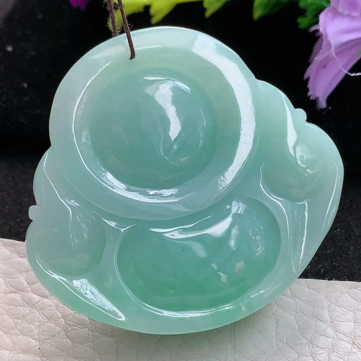 zen实拍46.5*50.8*15缅甸天然翡翠蓝绿韵大佛公玉吊坠 开心佛毛衣坠