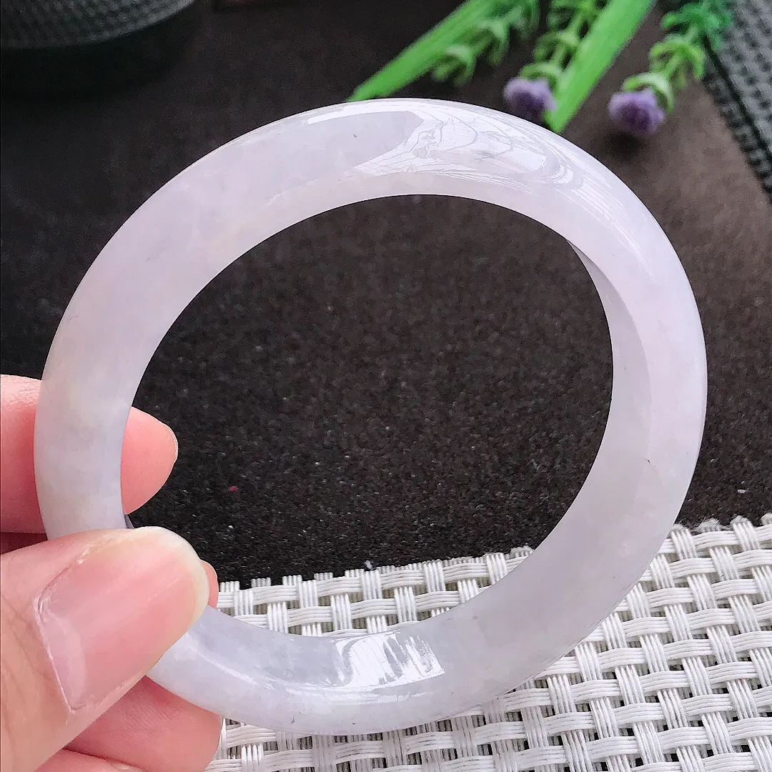 实拍A货翡翠58/13/8.3老坑秀气冰润宽边手镯翡翠玉镯手环