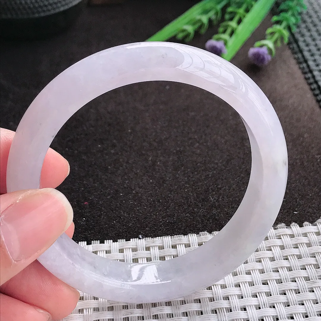 实拍A货翡翠58/13/8.3老坑秀气冰润宽边手镯翡翠玉镯手环