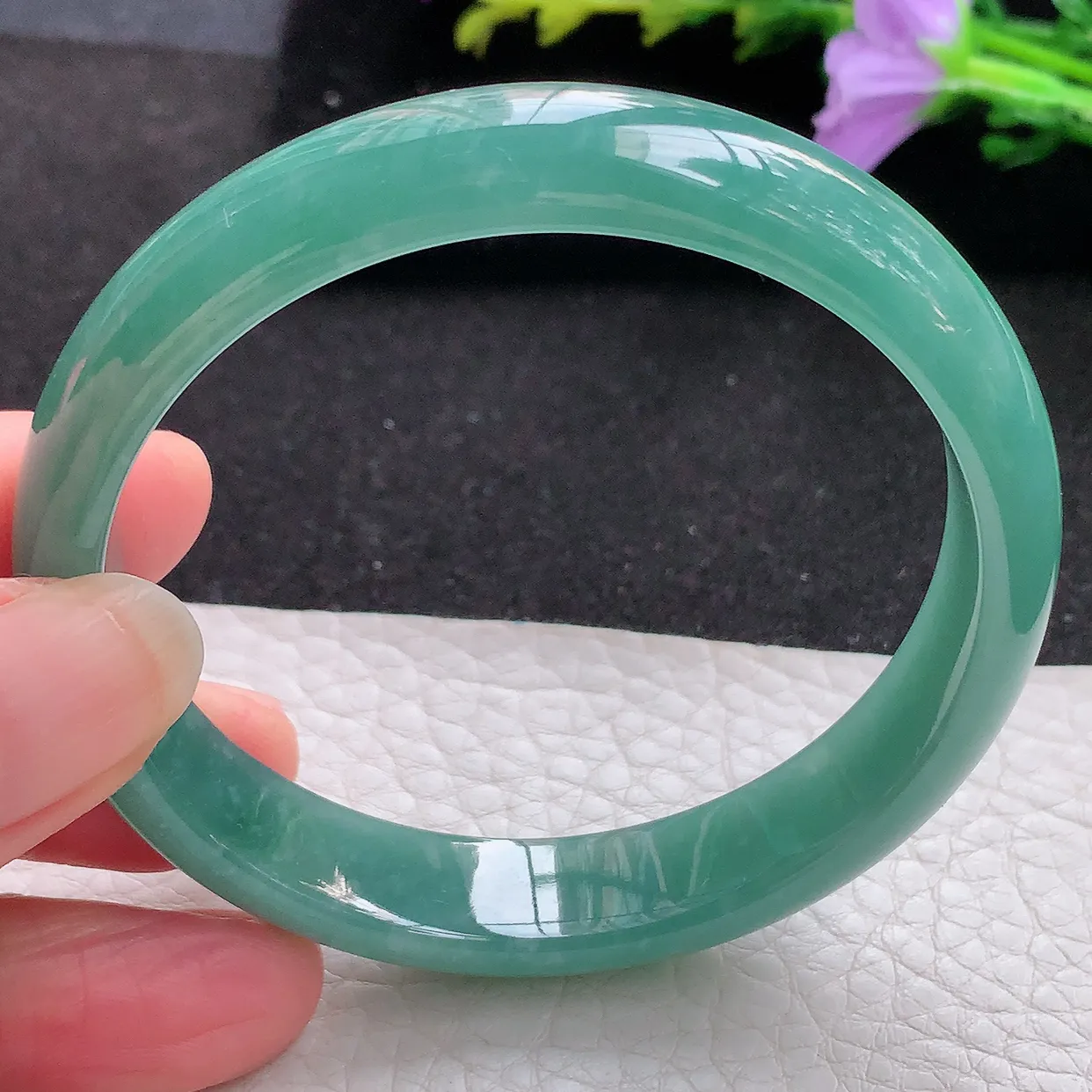 ll实拍56*11.8*6.7平安镯 天然翡翠A货玉手镯细润蓝韵宽边玉手环