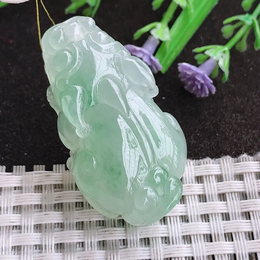 实拍A货翡翠42.5/23.8/13老坑冰胶果冻冰晴貔貅吊坠翡翠挂件