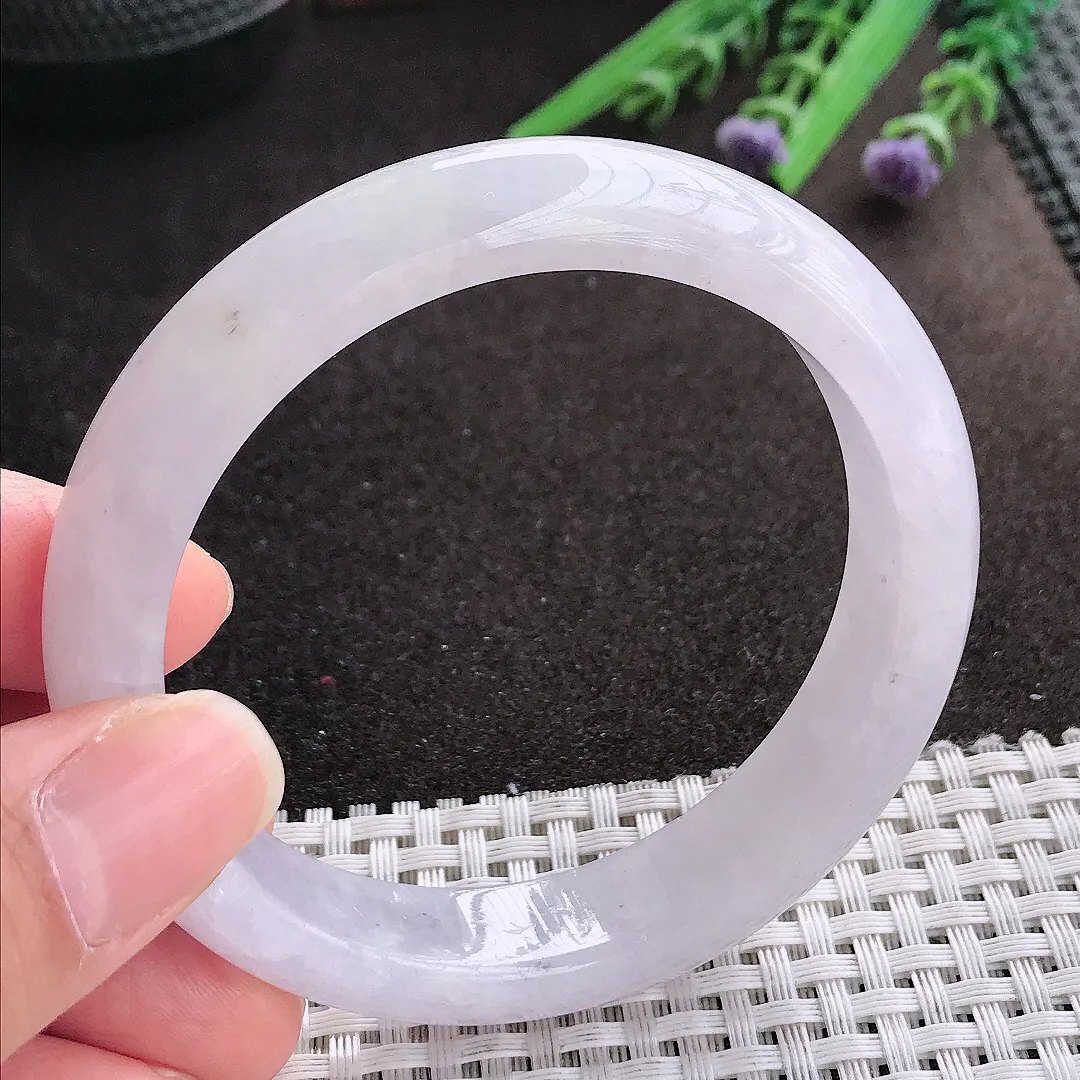 实拍A货翡翠58/13/8.3老坑秀气冰润宽边手镯翡翠玉镯手环